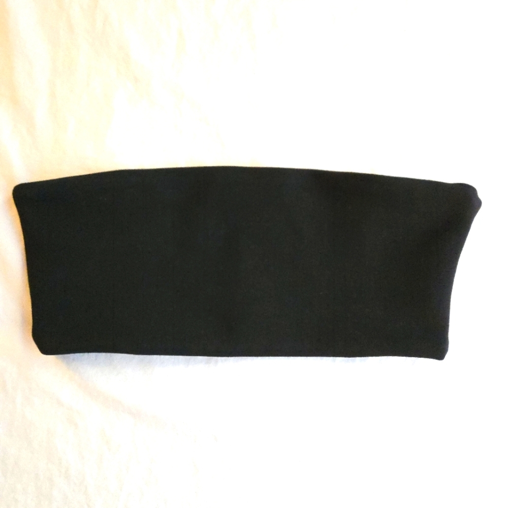 Zara Black Bandeau Top S - Double Lined Thin Rib Fabric